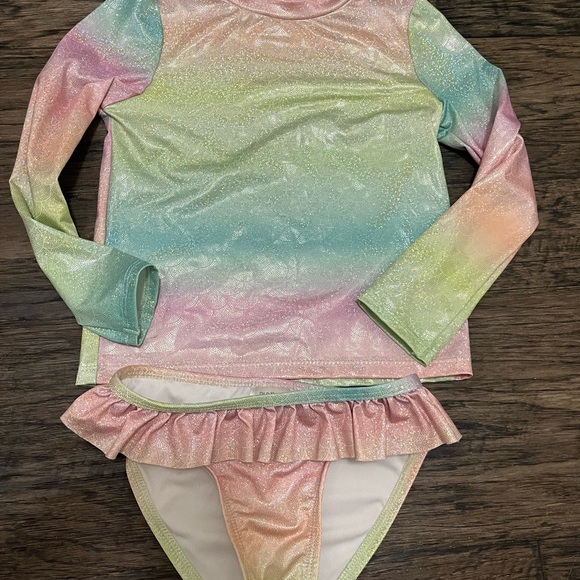 Old Navy Other - Old Navy Glittery Rainbow Kids Rashguard Set